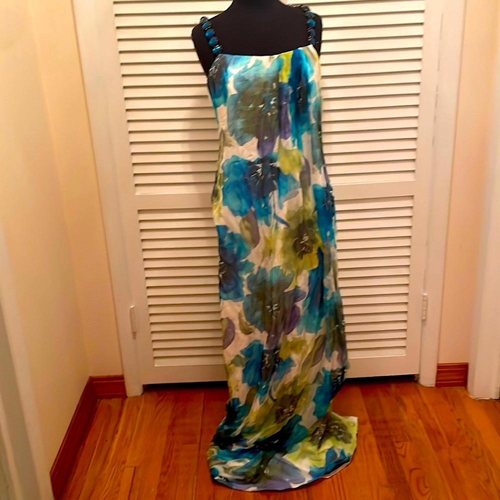 NWT Silk Gown Badgley Mischa rhinestone straps gorgeous color size 10